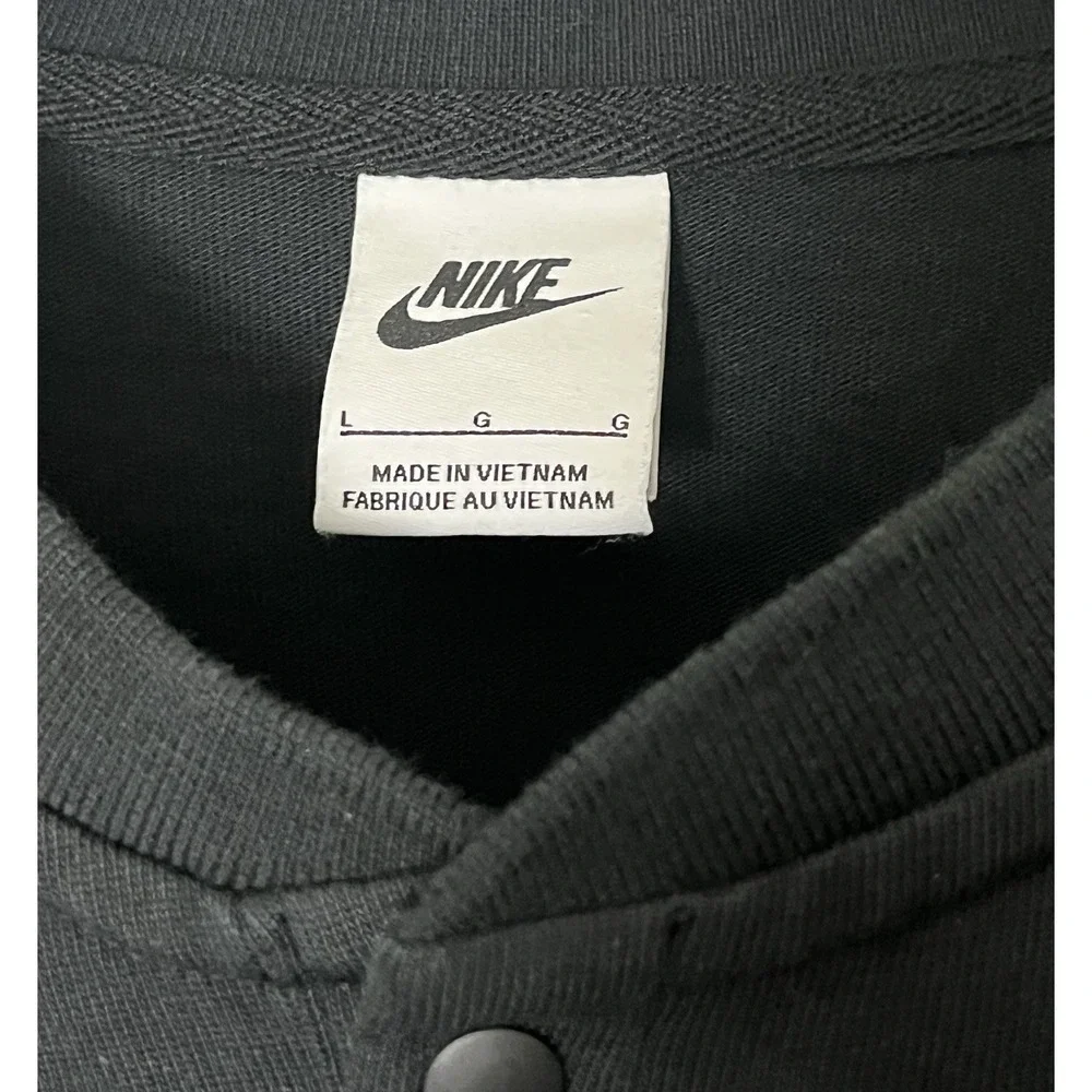 Nike Club Fleece Henley Men's Large Black LS Snap Sportswear‎ BroCore Logo